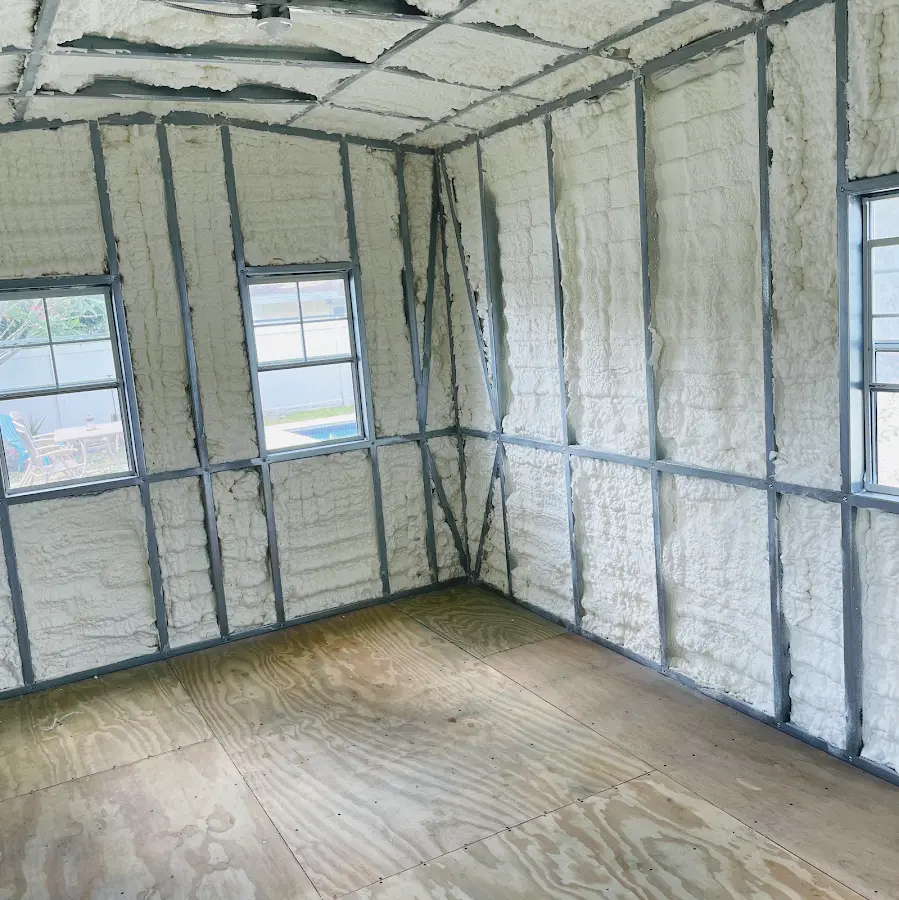 Closed-cell spray foam insulation applied to wall cavities in a residential project in Clarkdale